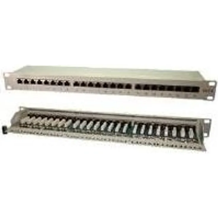 Logilink 48,30cm (19 Zoll) Patch Panel Kat. 6, geschirmt, 24 Port, 1 HE 24 x RJ45 Ports, vollgeschirmt, aus Stahlblech, Kabelbe- (NP0040A)