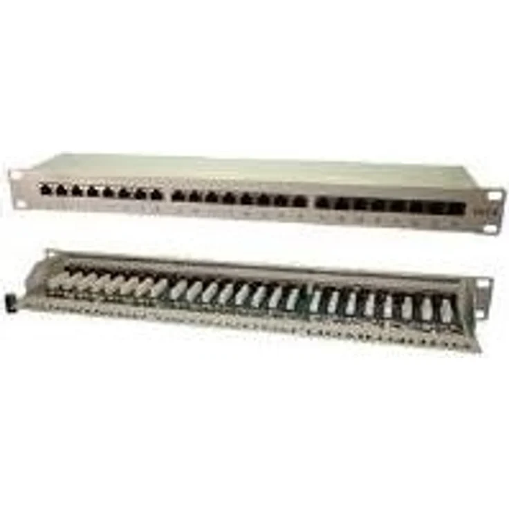 Logilink 48,30cm (19 Zoll) Patch Panel Kat. 6, geschirmt, 24 Port, 1 HE 24 x RJ45 Ports, vollgeschirmt, aus Stahlblech, Kabelbe- (NP0040A)