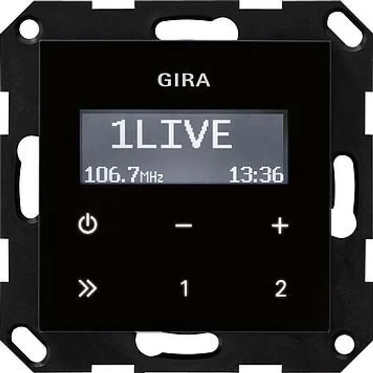 Gira 228405 Unterputz Radio RDS ohne Lautsprecher System 55, schwarzglasoptik