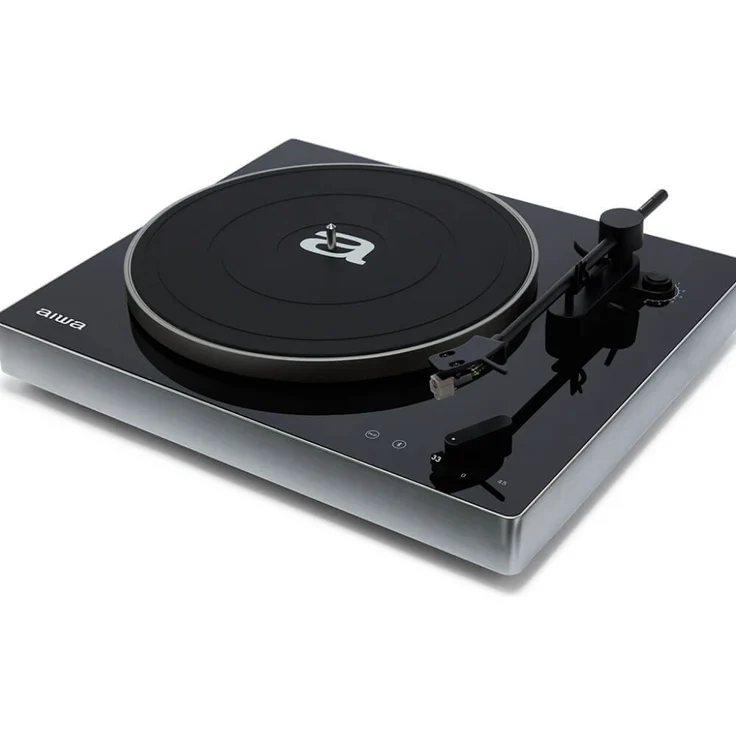 Aiwa APX-680BT Bluetooth-Plattenspieler Konvertierer 2 Geschwindigkeiten 33/45 mit integrierten Audio-Vorverstärker schwarz – Bild 4