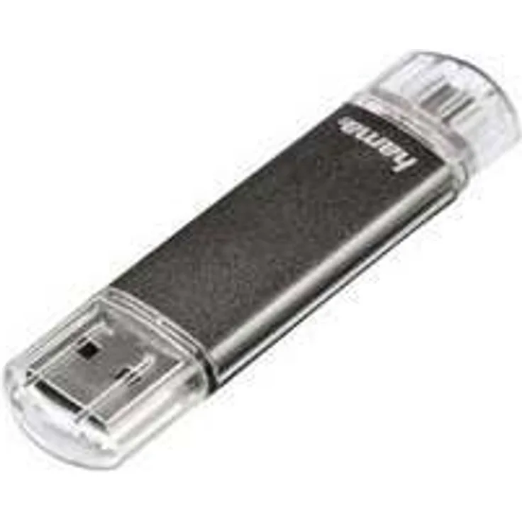 Hama 64GB USB-Speicherstick mit USB 2.0 & microUSB (2-in-1 USB-Stick, z.B. für Android Handy, Tablet, Computer, Notebook, PC, Laptop, MacBook, OTG, 10MB-s) Handy-Stick, Doppel Memory-Stick grau