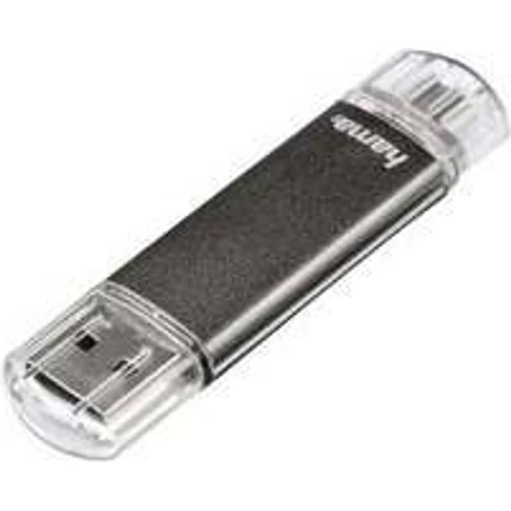 Hama 64GB USB-Speicherstick mit USB 2.0 & microUSB (2-in-1 USB-Stick, z.B. für Android Handy, Tablet, Computer, Notebook, PC, Laptop, MacBook, OTG, 10MB-s) Handy-Stick, Doppel Memory-Stick grau – Bild 1