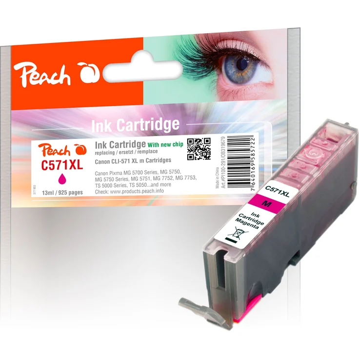 Peach Tintenpatrone XL magenta kompatibel zu Canon CLI-571XL m