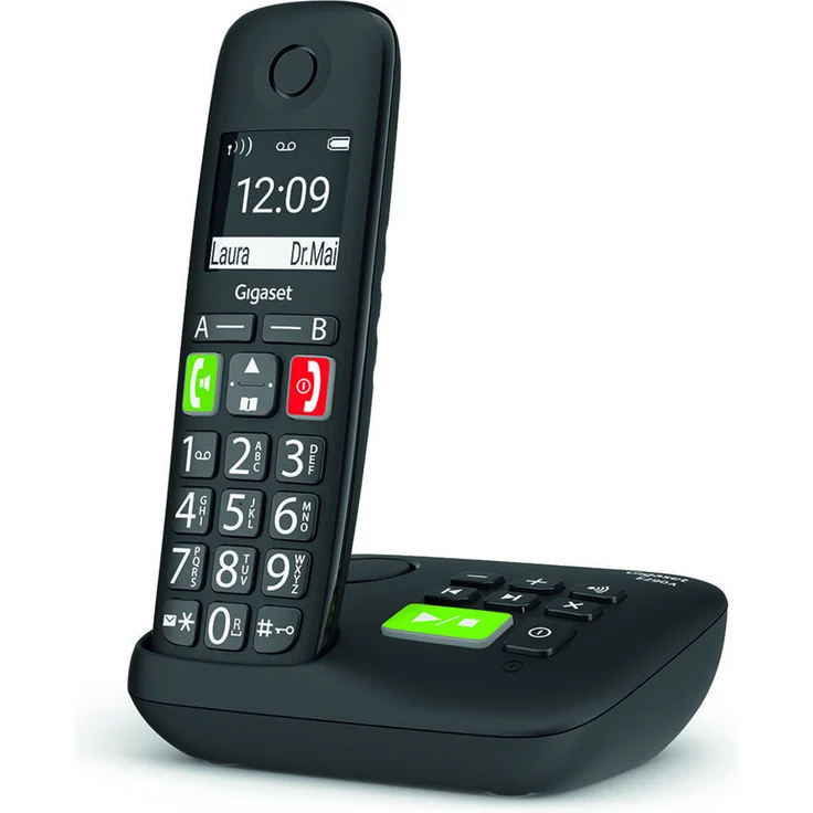 Gigaset E290A - Schnurloses Senioren-Telefon mit Anrufbeantworter und großen Tasten - großes Display, Zielwahltasten für wichtige Nummern, Verstärker-Funktion für extra lautes Hören, schwarz – Bild 2
