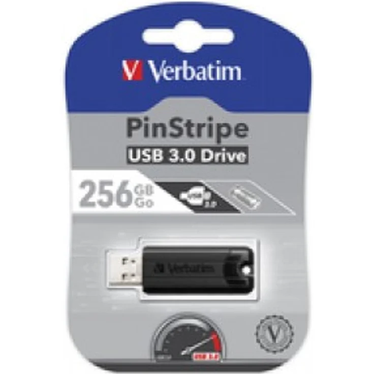 Verbatim PinStribe USB 3.0-Stick 256 GB - USB Stick - High-Speed Data-Transfer - schwarz