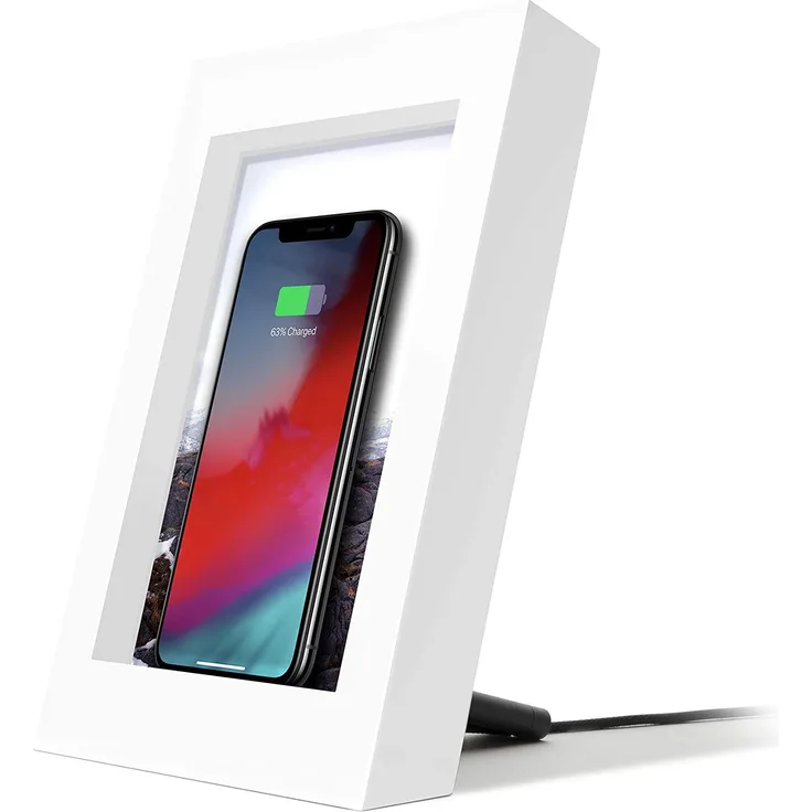 Twelve South Powerpic | Bilderrahmen Stand mit Integriertem Wireless 10W Qi Ladegerät (Weiß)