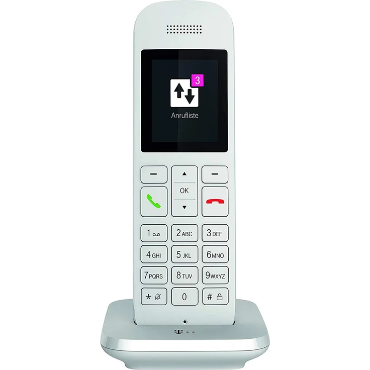 Telekom Speedphone 12 schnurloses Festnetztelefon, zur Nutzung an aktuellen Routern mit integrierter DECT-CAT-iq Schnittstelle (z.B. Speedport, Fritzbox), 5 cm Farbdisplay, VoIP-Telefon, weiß – Bild 1