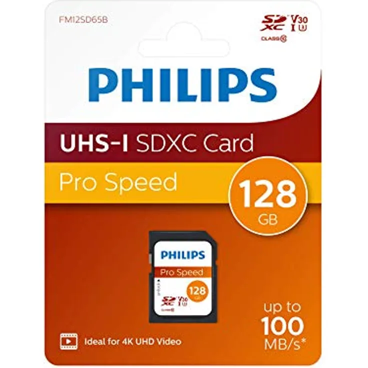 SDXC Philips 128 GB Classe 10, UHS-I U3, 4K
