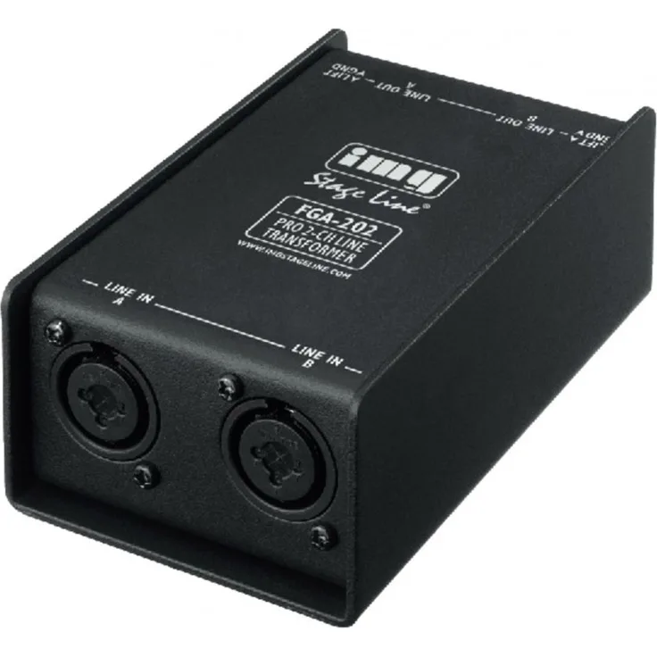 IMG STAGELINE FGA-202 Professioneller 2-Kanal Line-Übertrager schwarz