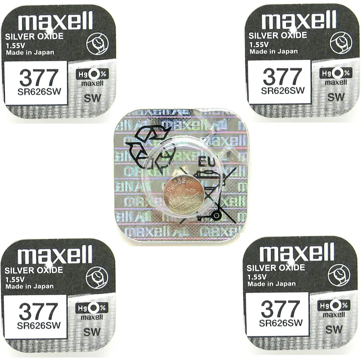 MAXELL 377 Batterie silberoxide 1,55V, 5X Einzelblister