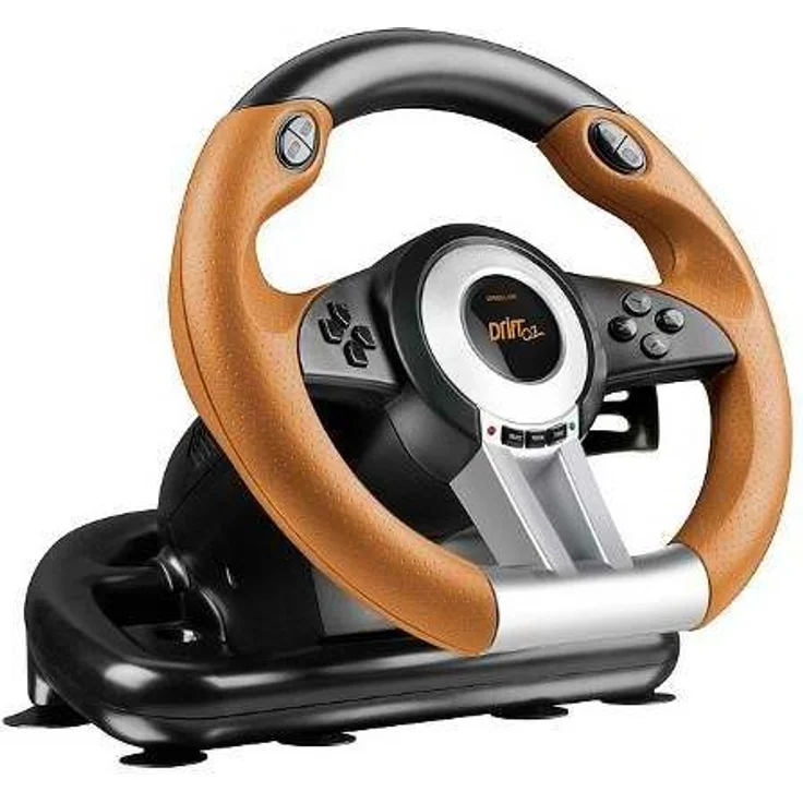 Speedlink DRIFT O.Z. Racing Wheel, USB Gaming Lenkrad für PC - Computer mit Pedalen für Gas und Bremse - schwarz-orange – Bild 1