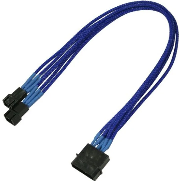 Nanoxia 900200015, 4-Pin Molex -> 2 x 3-Pin Adapterkabel, 30 cm, Blauer Einzelsleeve