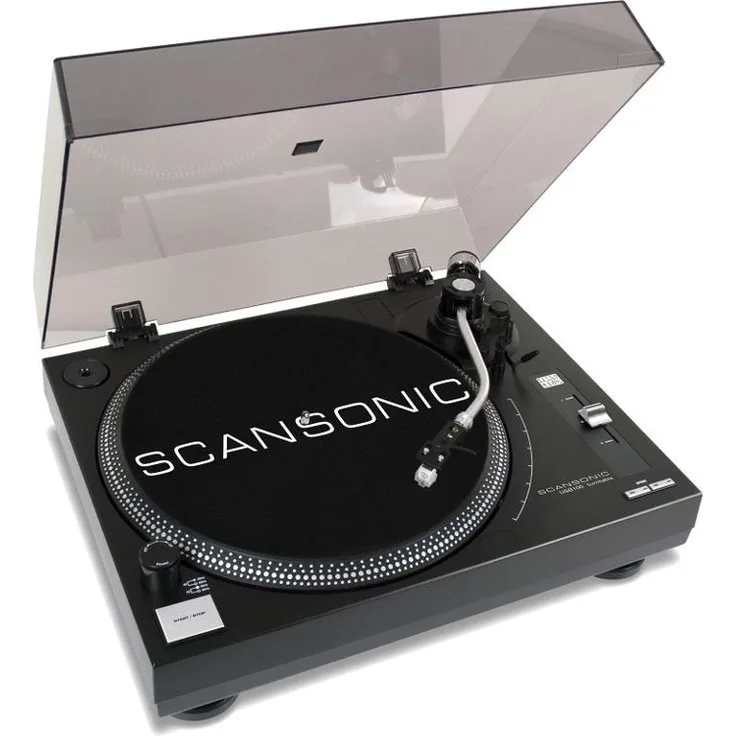 Scansonic USB100 Professioneller USB-Plattenspieler mit Riemenantrieb, Schwarz