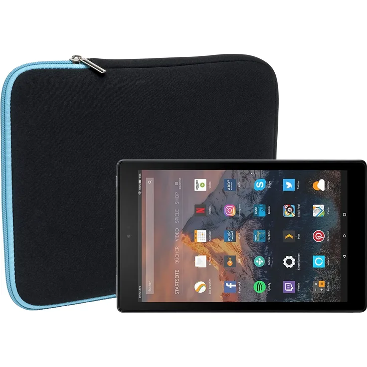 Slabo Tablet Tasche für Amazon Fire HD 10-Tablet mit Alexa (25,65 cm 10,1'') Hülle Case Neopren - TÜRKIS / SCHWARZ
