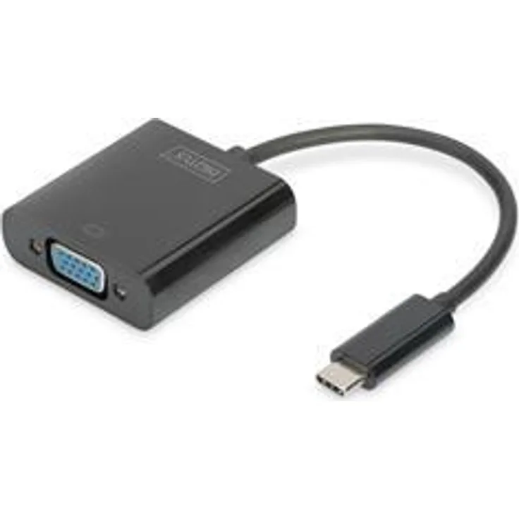 DIGITUS USB Typ-C Grafik Adapter, USB Type-C zu VGA, Full HD 60Hz, 1920x1080 Pixel, Kunststoff, Schwarz