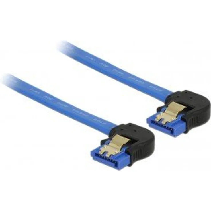 DeLOCK - SATA-Kabel - Serial ATA 150/300/600 - SATA (R) nach unten gewinkelt bis SATA (R) nach unten gewinkelt - 30cm - eingerastet - Blau (85096)