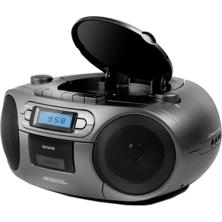 Aiwa BBTC-550MG Tragbarer CD Player mit Radio, Kassette, Bluetooth und USB grau - Preisvergleich – Bild 4