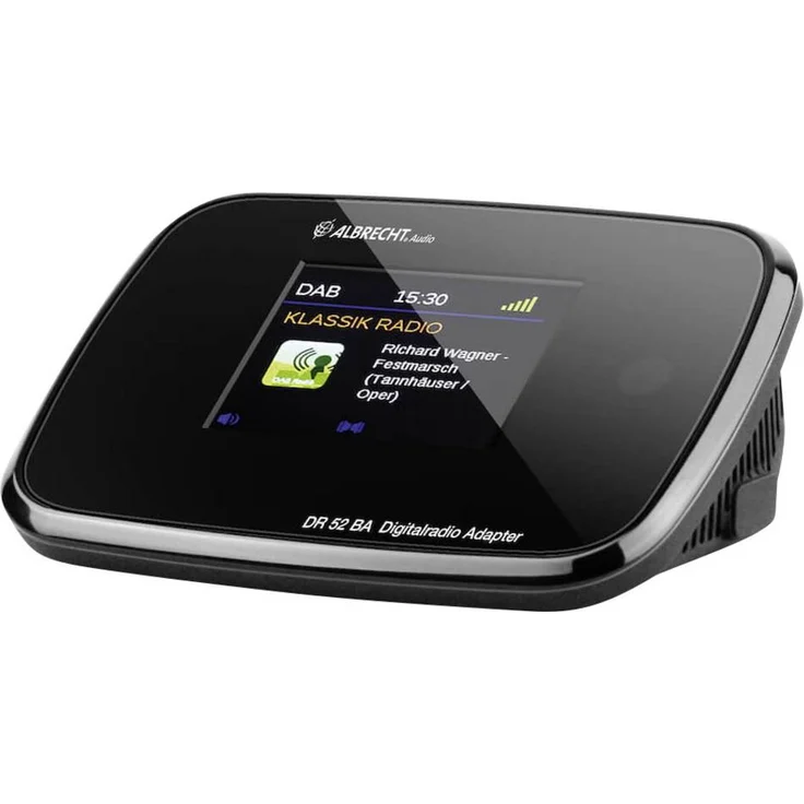 Albrecht DR52BA Adapter mit Bluetooth zum Aufrüsten von HiFi-Anlagen und UKW-Radios zum digitalen DAB+ Empfang, mit Farbdisplay und Antenne, Farbe: Schwarz – Bild 1