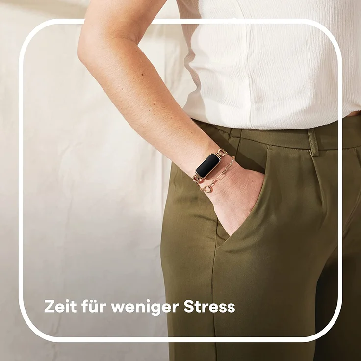 Fitbit Luxe Fitness-Tracker GPS, Damen, Einheitsgröße, Edelstahlgehäuse, Edelstahlarmband, Soft Gold/Peony – Bild 8