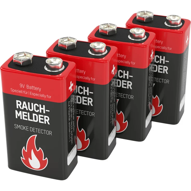4 ANSMANN Alkaline longlife Rauchmelder 9V Block Batterien - Premium Qualität für höhere Leistung, 9V Batterie ideal für Feuermelder, Bewegungsmelder, Alarmanlagen & Kohlenmonoxid Warnmelder – Bild 1