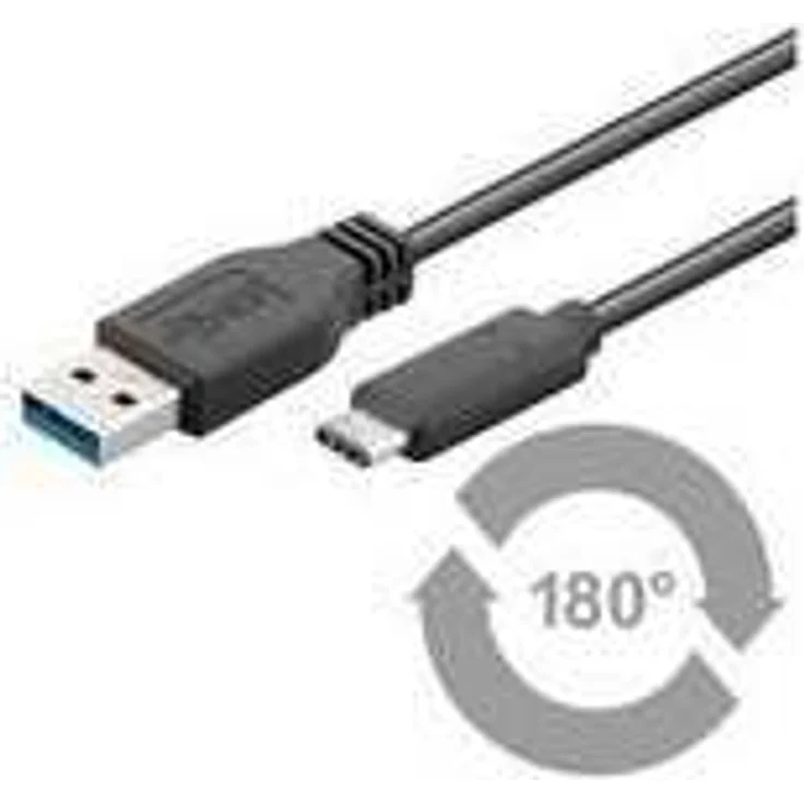 Goobay 67999 SuperSpeed 3.1 USB C -> USB 3.0 (Typ A) Ladekabel, Datenkabel, Unterstützt Charging & Sync, 3-Fach geschirmt, 0,5m, schwarz – Bild 1