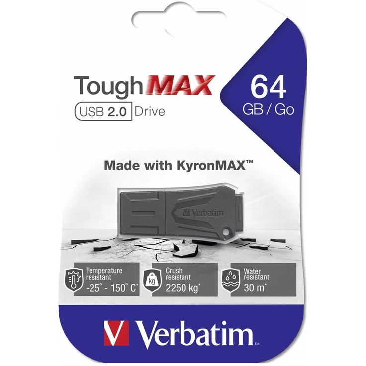 Verbatim ToughMAX USB 2.0-Stick 64 GB, USB-Stick - KyronMAX - schwarz