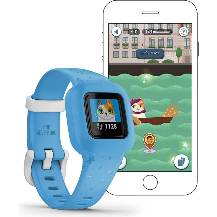 Garmin vívofit jr. 3 Aktivitätstracker für Kinder, Einheitsgröße, Silikonarmband, Blaue Sterne (010-02441-02) – Bild 6