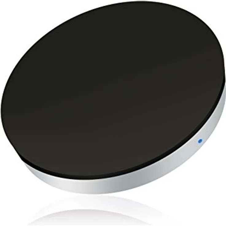 ZENS Qi-zertifiziertes kabelloses Ladegerät Rund 5W Ausgangsleistung Schwarz, USB Kabel inklusive - Funktioniert mit allen Handys mit kabellosem Laden