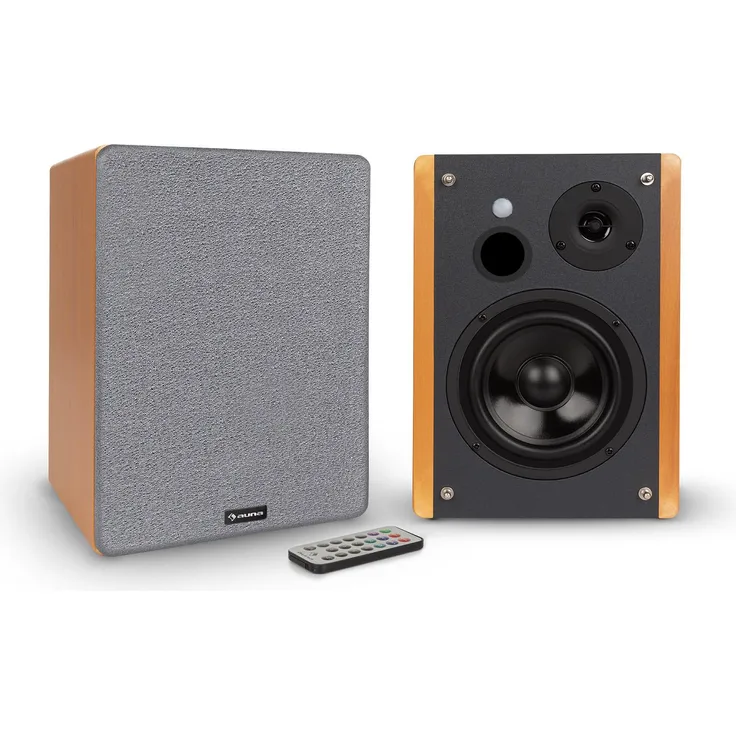 Linie 500 A Regallautsprecher Aktivboxen-Paar 2x30W opt-koax-In Holz-Optik 4'' Woofer