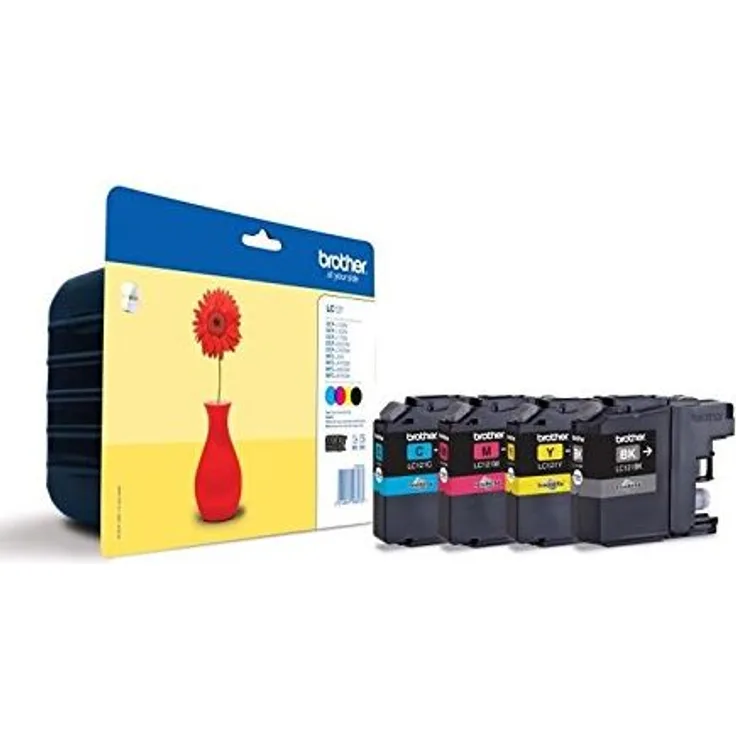 Brother LC-121 Tintenpatronen (Schwarz, Cyan, Magenta, Gelb, MFC-J470DW, MFC-J650DW, MFC-J870DW, DCP-J552DW, DCP-J752DW, Inkjet, Blisterverpackung)