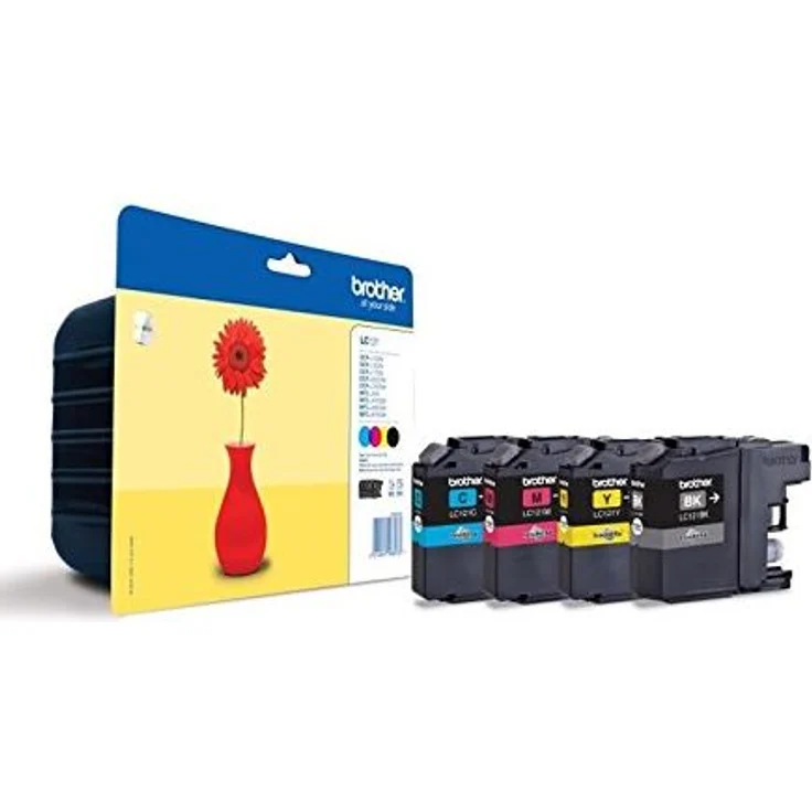 Brother LC-121 Tintenpatronen (Schwarz, Cyan, Magenta, Gelb, MFC-J470DW, MFC-J650DW, MFC-J870DW, DCP-J552DW, DCP-J752DW, Inkjet, Blisterverpackung) – Bild 1