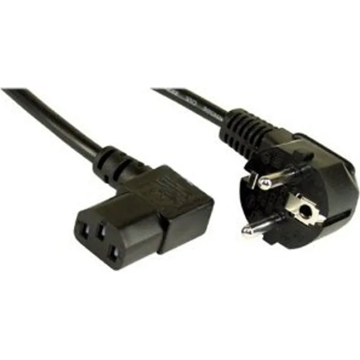 InLine 16752A Netzkabel, Schutzkontakt gewinkelt auf Kaltgerätestecker C13 rechts abgewinkelt, 3m, schwarz
