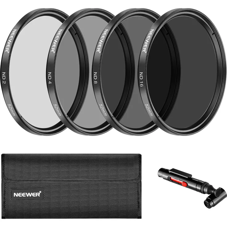 Neewer 52MM Neutral Dichte ND2 ND4 ND8 ND16 Filter und Zubehör-Set für Nikon D3300 D3100 D3000 D5300 D5200 D5100 D5000 D7000 D7100 DSLRs, Objektiv Stift, Filterbeutel inklusive