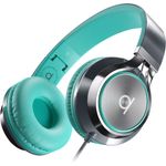 Artix Faltbare Kopfhörer mit Mikrofon, NRGSound CL750 Kompakte On-Ear Stereo Ohrhörer, Ideal für Kinder/Jugendliche/Erwachsene (Türkis & Grau)