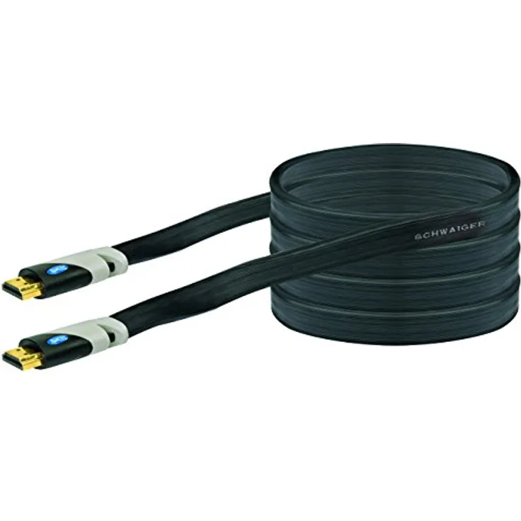 Schwaiger HDMF30 533 High-Speed Flachkabel (Ethernet, HDMI, 3 m) schwarz