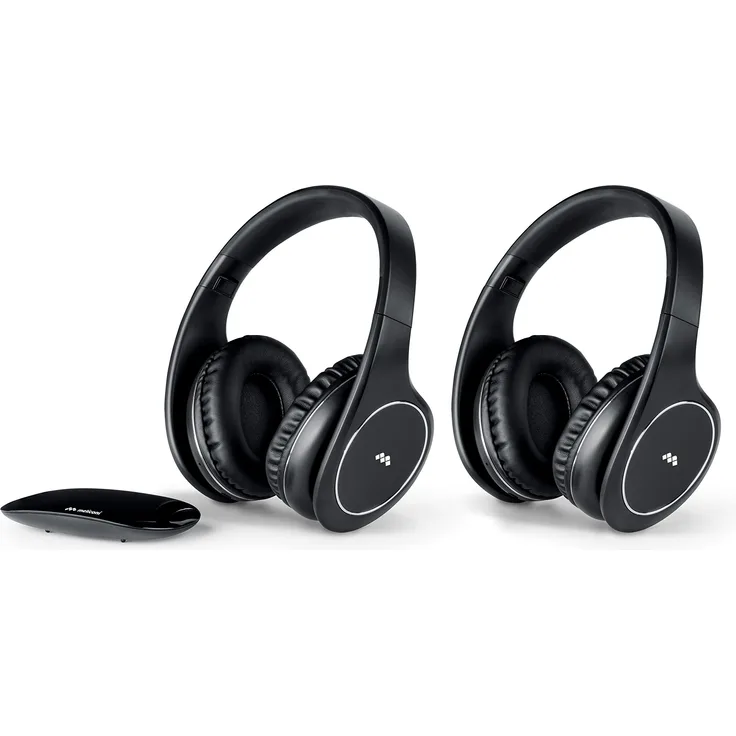 Meliconi Hp Easy Digital Bundle, 2 x kabellose TV-Stereo-Kopfhörer, 100% digital, mit analog-digitaler Audioeingang und Senderbasis