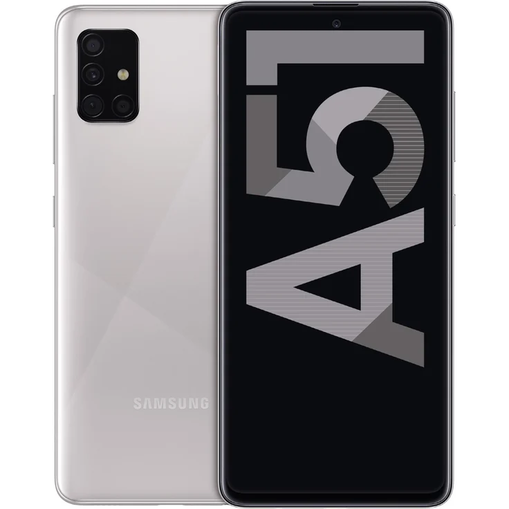 Samsung Galaxy A51 Smartphone 16,51cm Super AMOLED-Display, 128GB interner Speicher, 4GB RAM Silber – Bild 1