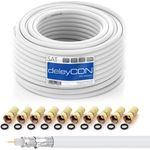 deleyCON HQ 20m SAT Koaxial Kabel 130dB - 4-fach geschirmt für DVB-S - S2 DVB-T und DVB-C - Stahl/Kupfer Innenleiter - 4K 1080p FULL HD HDTV - inkl. 10x vergoldete F-Stecker