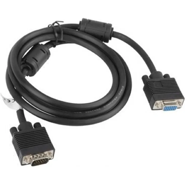 lanberg CA-VGAC-10CC-0018-B+ Vga (15Pol) Stecker auf Vga (15Pol) Buchse Extender mit Ferritenkern, 1,8m schwarz