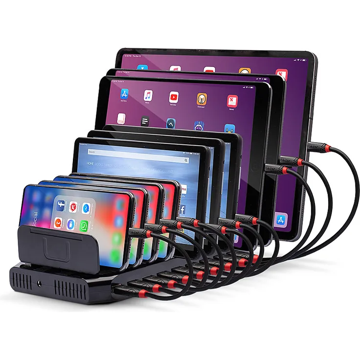 Lindy USB-Ladestation, geeignet für 10 Smartphones und Tablets, Ladestation, schwarz