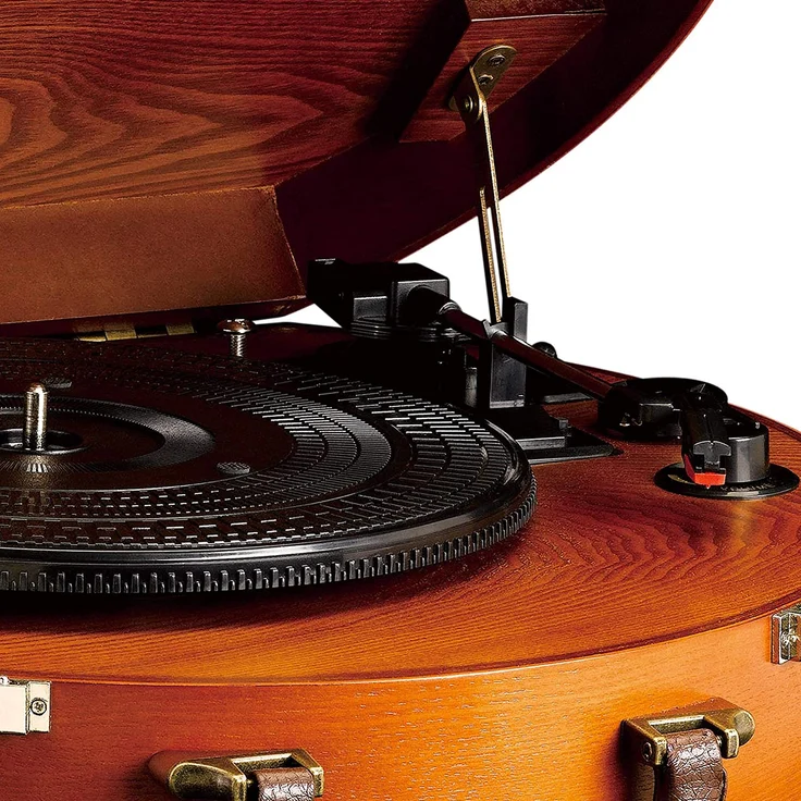 Classic Phono TT-34 Retro Schallplattenspieler, USB -Anschluss zum Digitalisieren, Stereo Lautsprecher, 3 Abspielgeschwindigkeiten, braun – Bild 7