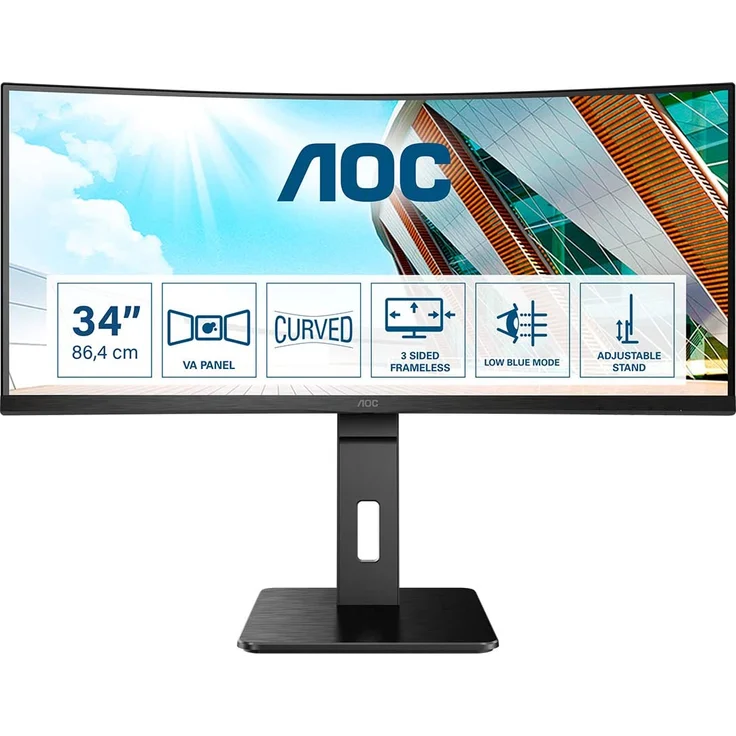 AOC CU34P2A - 34 Zoll, UWQHD (3440 x 1440), VA-Panel, 100Hz, 1ms, 300cd/m² – Bild 1