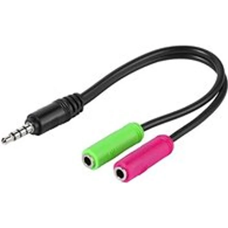 Vivanco CC A HS 1 Kopfhörer-Headset Adapter (0,1 m, Mikrofon anschließbar, Kopfhörer anschließbar 3,5 mm) schwarz