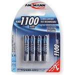 ANSMANN Akku AAA Micro Typ 1100mAh - 1,2V - Leistungsstarke NiMH AAA Akkus für Geräte mit hohem Stromverbrauch - Akku Batterien AAA ideal für Phone - Accu AAA vom Testsieger - 4 Stück