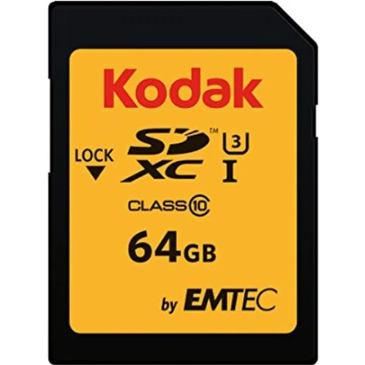 Kodak SDXC 64GB Class10 U3 64GB SDXC UHS-I Klasse 10 Speicherkarte - Speicherkarten (64 GB, SDXC, Klasse 10, UHS-I, 95 MB-s, Schwarz)