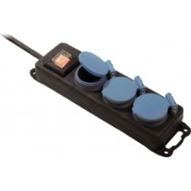 as - Schwabe 3-fach Verteilersteckdosenleiste mit Schalter – Schuko-Steckdosen 45° – Mehrfachstecker mit 1,5 m Leitung – 230 V - 16 A Mehrfachsteckdose für den Außenbereich – IP44 – Schwarz I 38603 – Bild 1
