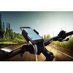 FISCHER Smartphone-Halter mit Musikbox und Powerbank für Fahrrad und Freizeit