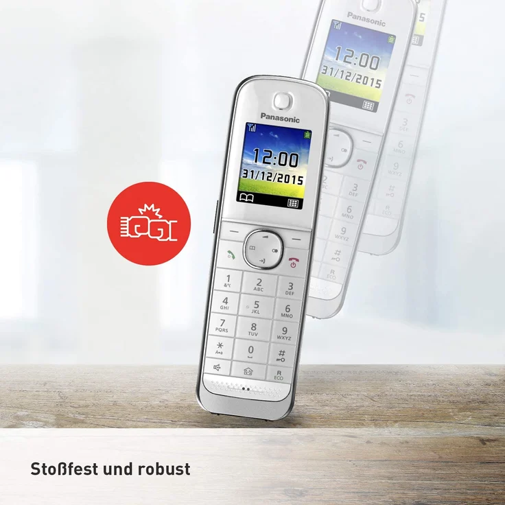 Panasonic KX-TGJ322GW Familien-Telefon mit Anrufbeantworter, Schnurloses Telefon DUO, strahlungsarm, Anrufschutz, DECT Basisstation, weiß – Bild 7