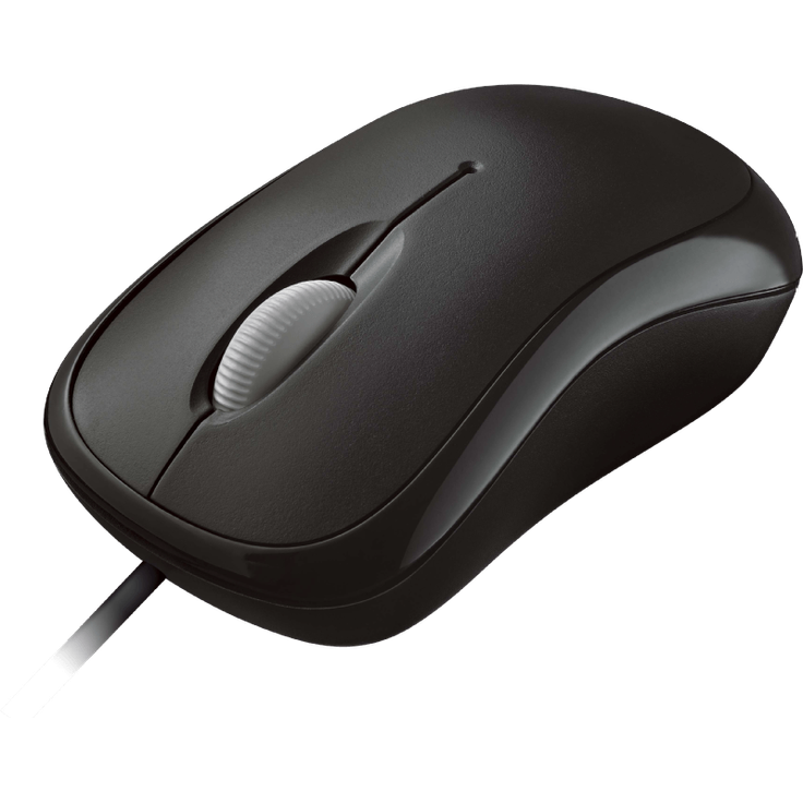 Microsoft Basic Optical Mouse (Maus, schwarz, kabelgebunden, für Rechts- und Linkshänder geeignet)