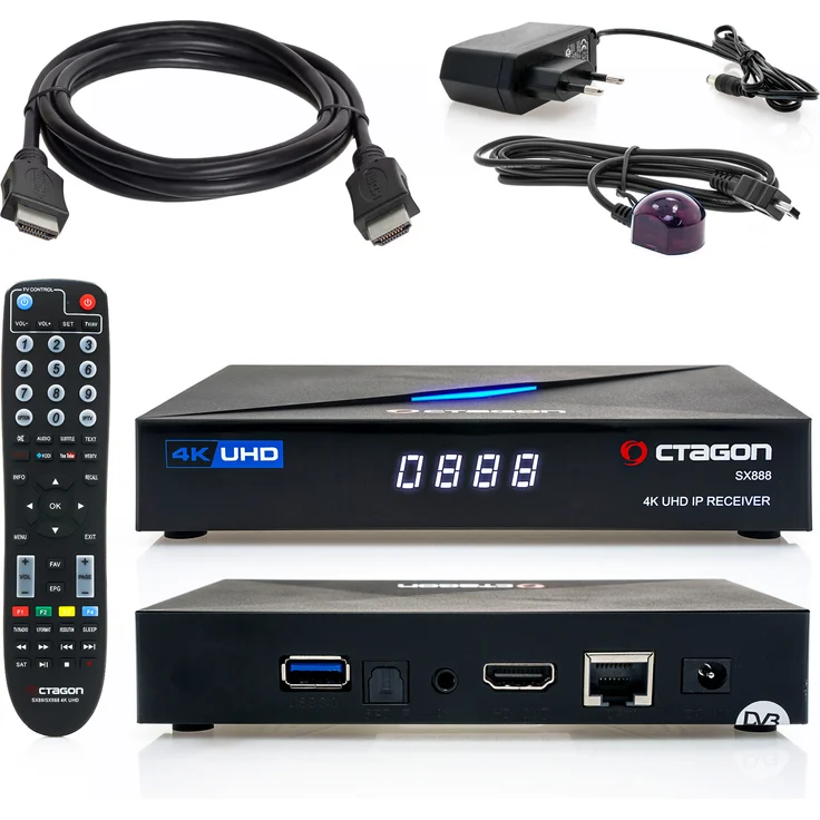 Octagon SX888 4K ULTRA HD IP HDMI USB H.265 Stalker Multistream IPTV Receiver Schwarz – Bild 3